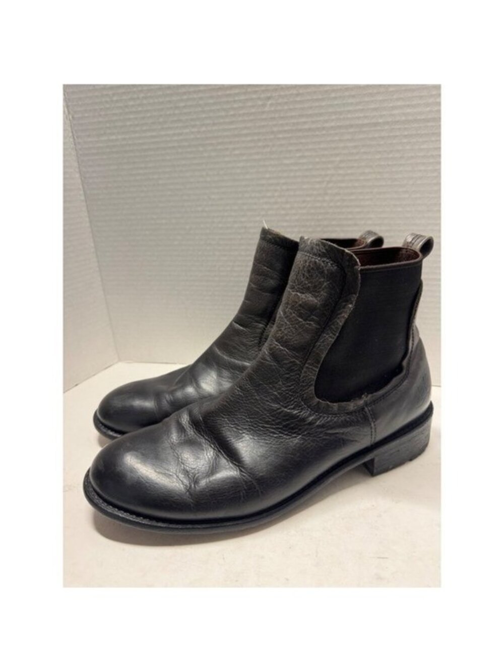 John Fluevog Radio CBGB Black Leather Chelsea Boots Mens 12 M Pull On